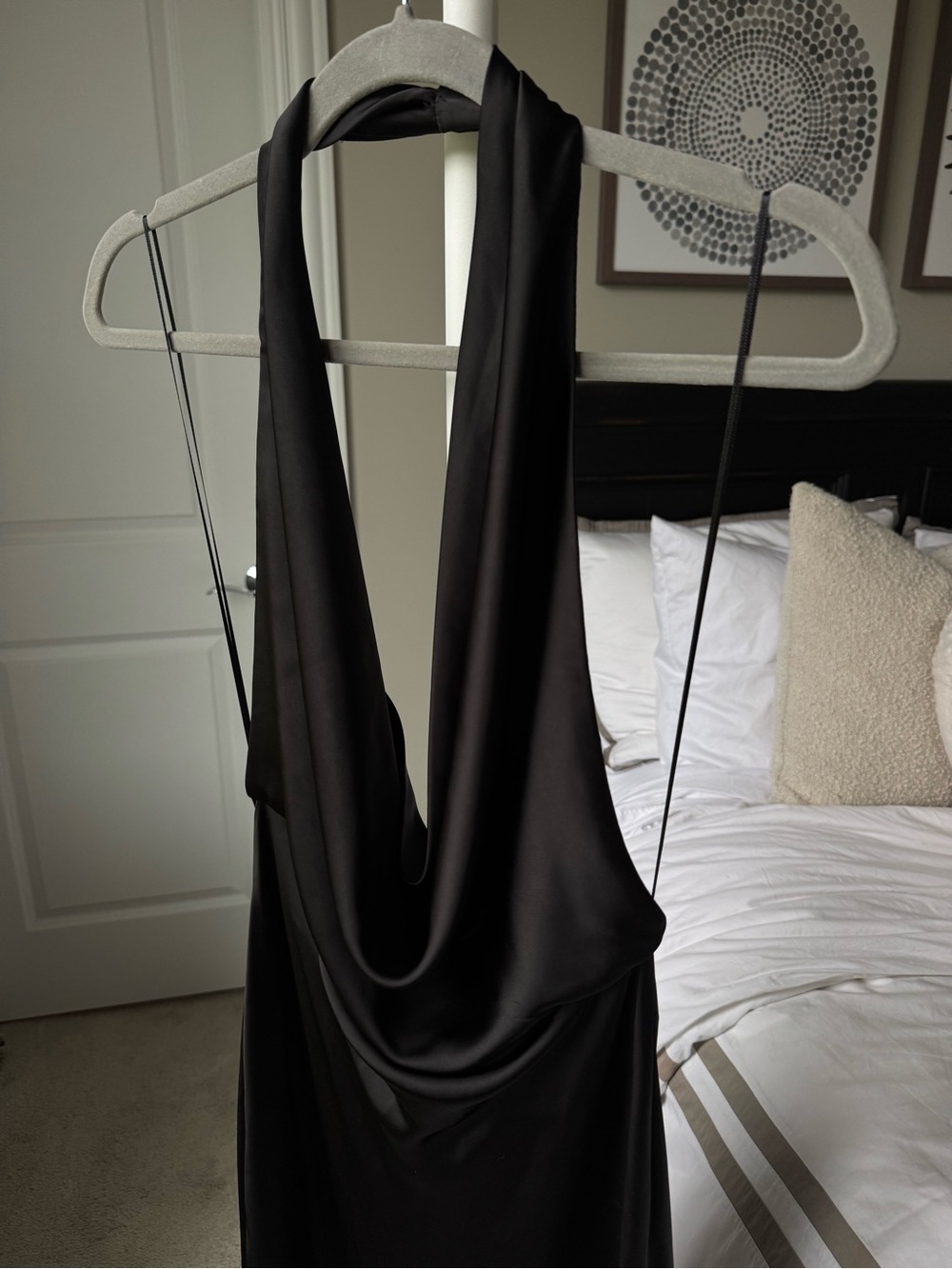 Zara Satin Effect Open Back Midi Dress in Black - Picture 4 of 6